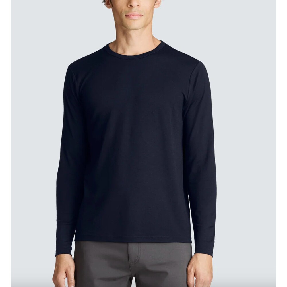 Unbound Merino Men's Long Sleeve Merino Crew in Navy Blue Size Small